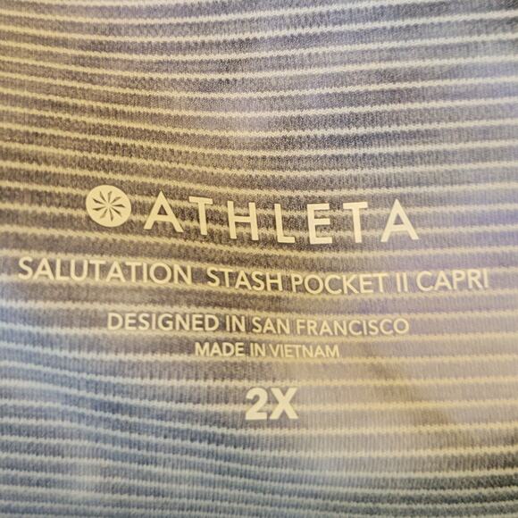 ATHLETA Salutation Stash Pocket II High Rise Capri Tight Legging Yoga Blue Gray - Picture 4 of 11